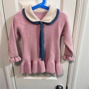 Wool Dress Artificial Mink Cashmere Knitting Dress Baby Girl Dress (2T)
